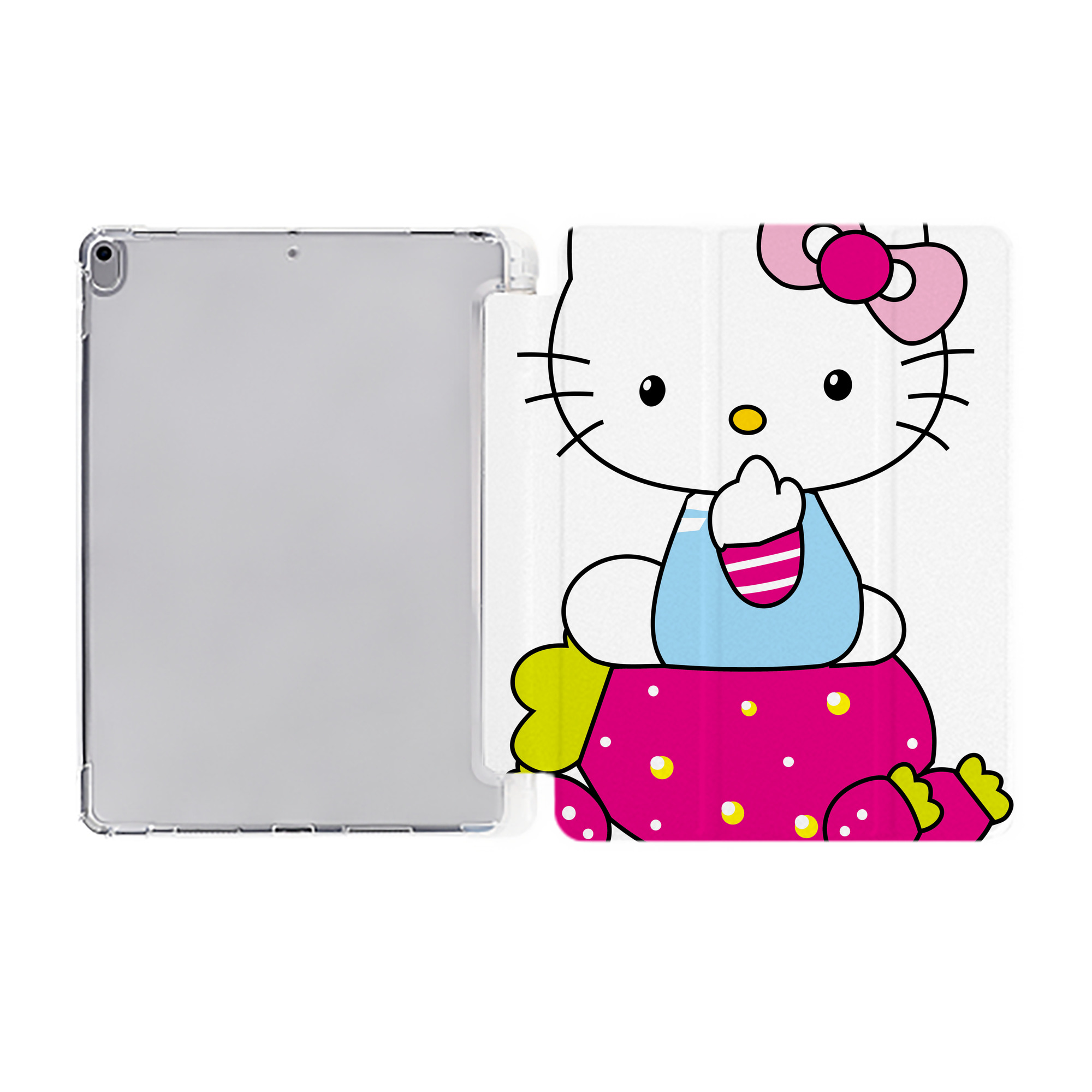 （画像用） Hello Kitty ハローキティ IPad ケース ペン収納付き 三つ折りスタンド PUレザー×シリコン 対応機種9.5/10.5/10.9インチ